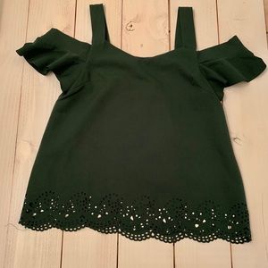 Green Off The Shoulder Shirt with Lace detail
